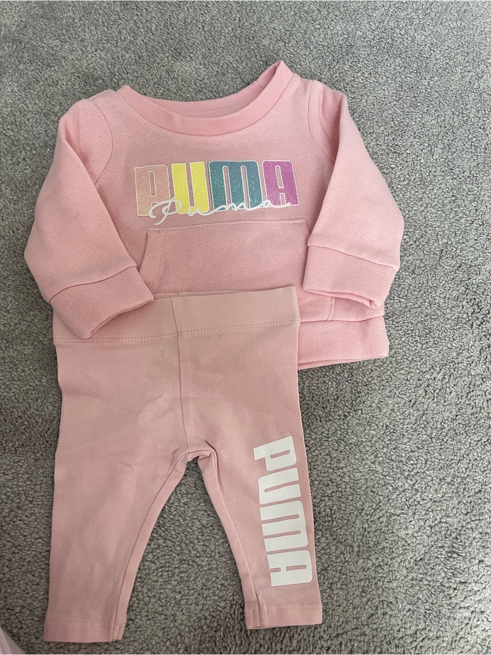 PUMA Pink Baby One-Piece Set with Logo